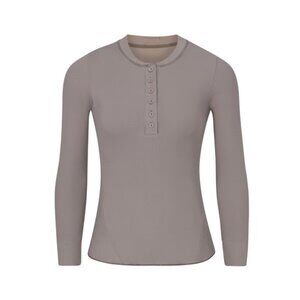 SKIMS Cotton Rib Long Sleeve Henley Smoke 4X